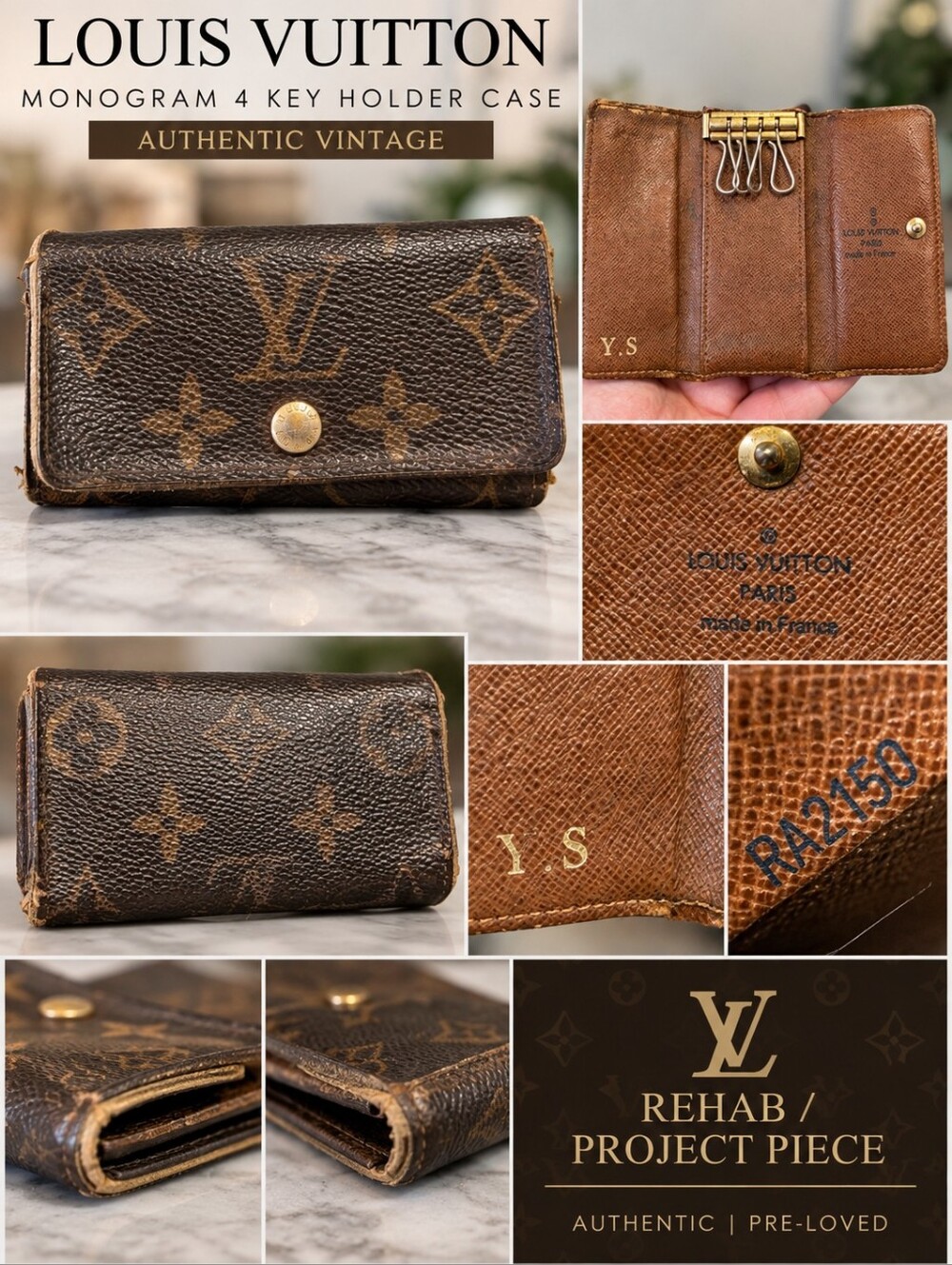 Authentic Vintage Louis Vuitton Monogram 4 Key Holder Case - REHAB/PROJECT